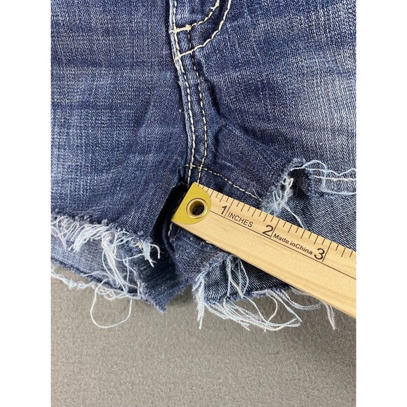 Seven 7 Jean Shorts Womens 30x2 Blue Cut Off Frayed Shortie Booty Med Wash Tag 8 - Picture 6 of 13